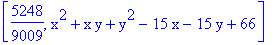 [5248/9009, x^2+x*y+y^2-15*x-15*y+66]